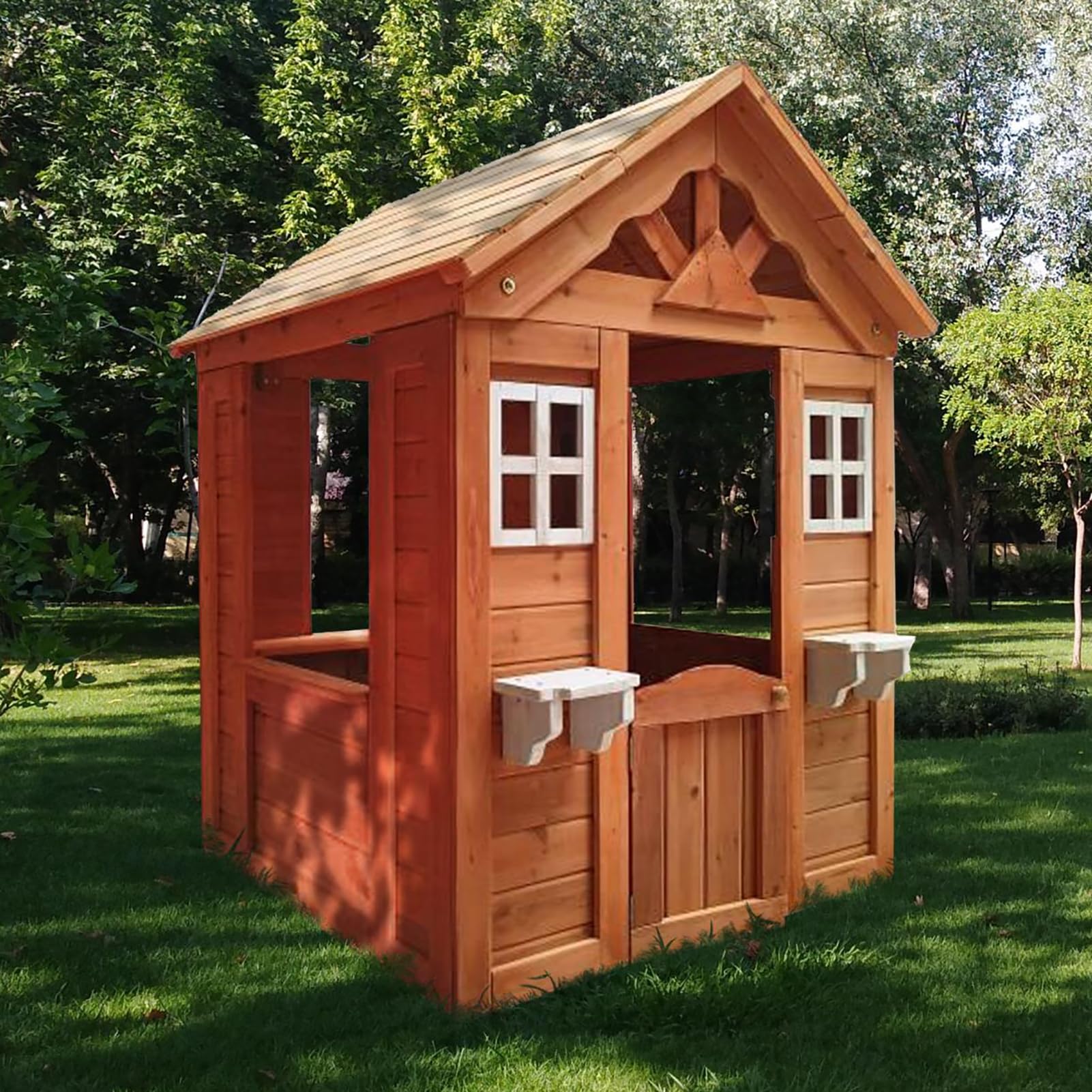 Cedar Playhouse Childrens Outdoor Wooden Playhouse Wooden