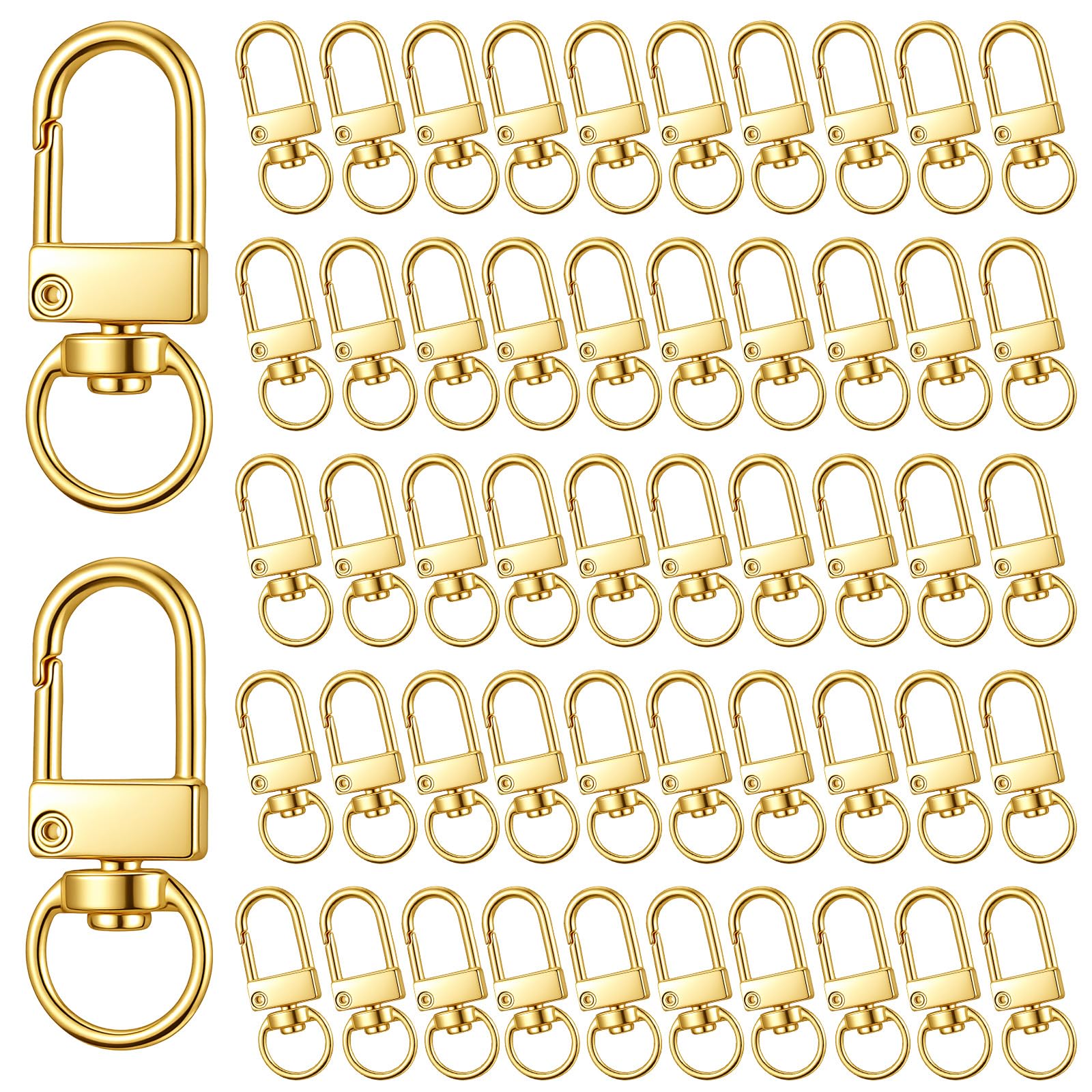 Muiltvoe 50 Pcs Lobster Clasps, Silver Metal Swivel Keychain Clip Hooks Lobster Clasp Keyring for Bag Charms Jewelry Making Connector DIY Craft Projects