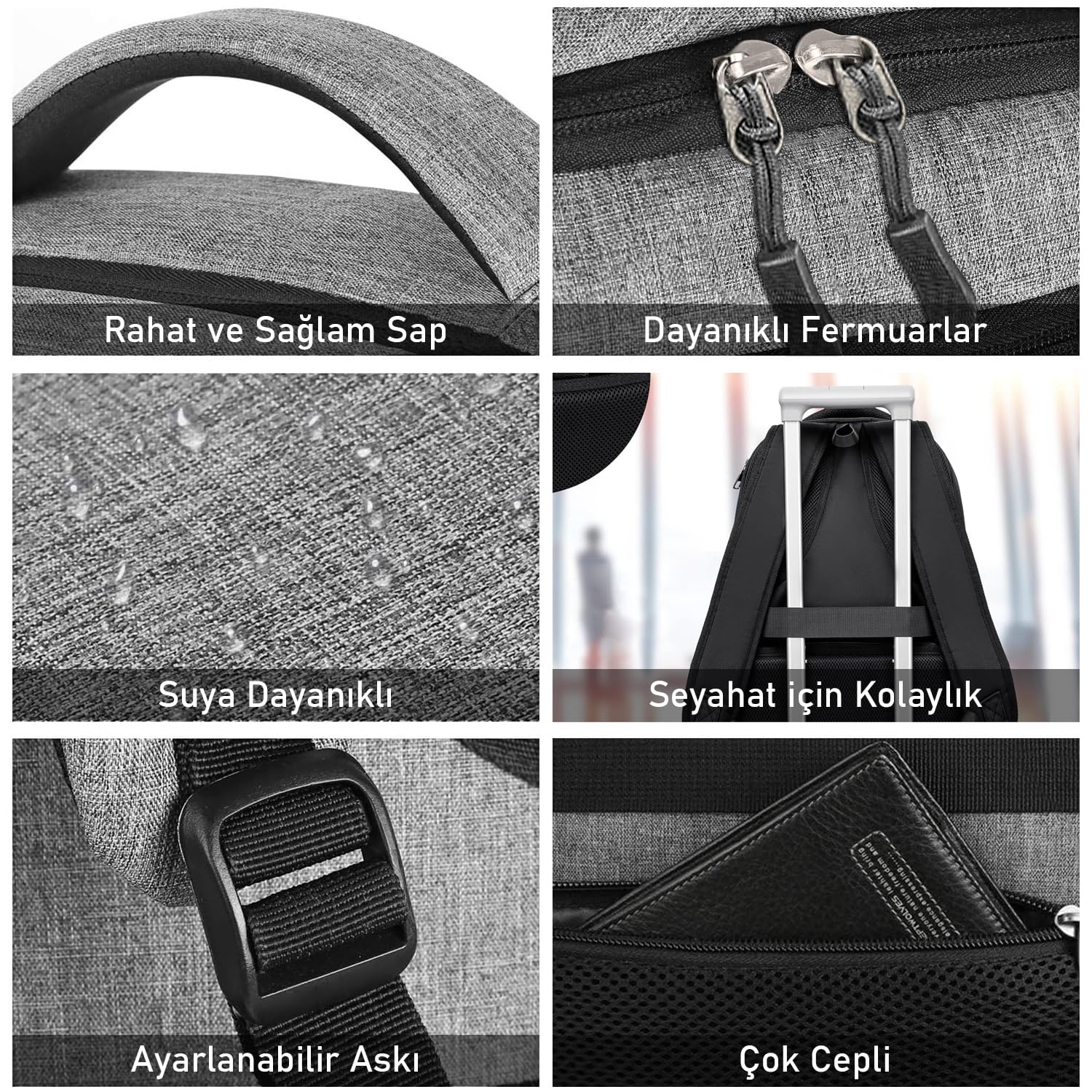 Haegs Laptop Sırt Çantası, Multi Cepli İş Seyahat Çantası, Dizüstü Bilgisayar Sırt Çantası, Suya Dayanıklı, Kolej Bilgisayar Çantası, Unisex Çok Bölmeli Organizer Çanta - Siyah