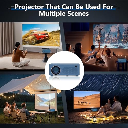 Miniatura 7 de Soporte inteligente para proyectores 4K, viene con un mini soporte, mini proyector con altavoz estéreo, proyector portátil Full HD 1080P, compatible