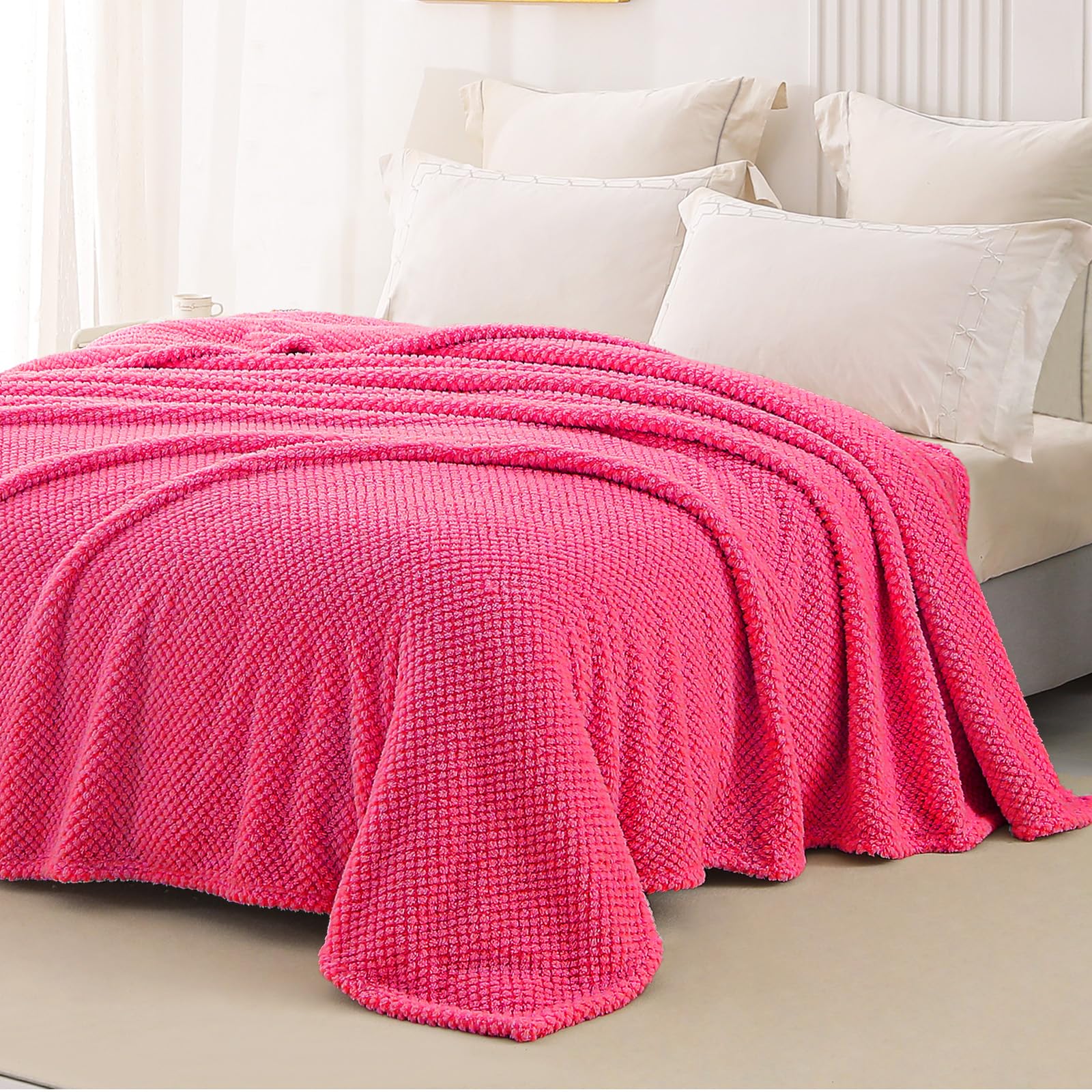 Whale Flotilla King Size Fuzzy Fleece Blanket for Bed 230x264 CM Fluffy Warm Soft Jacquard Bed Blankets for All Season Lightweight and Cozy - Image 2