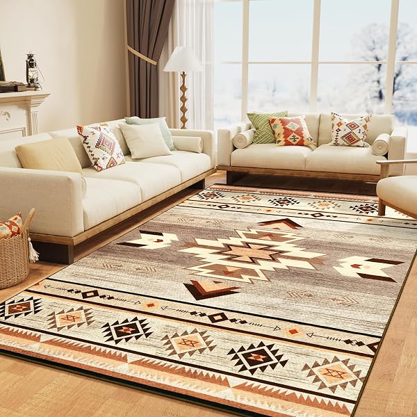 Distressed Southwest Rug in Beige