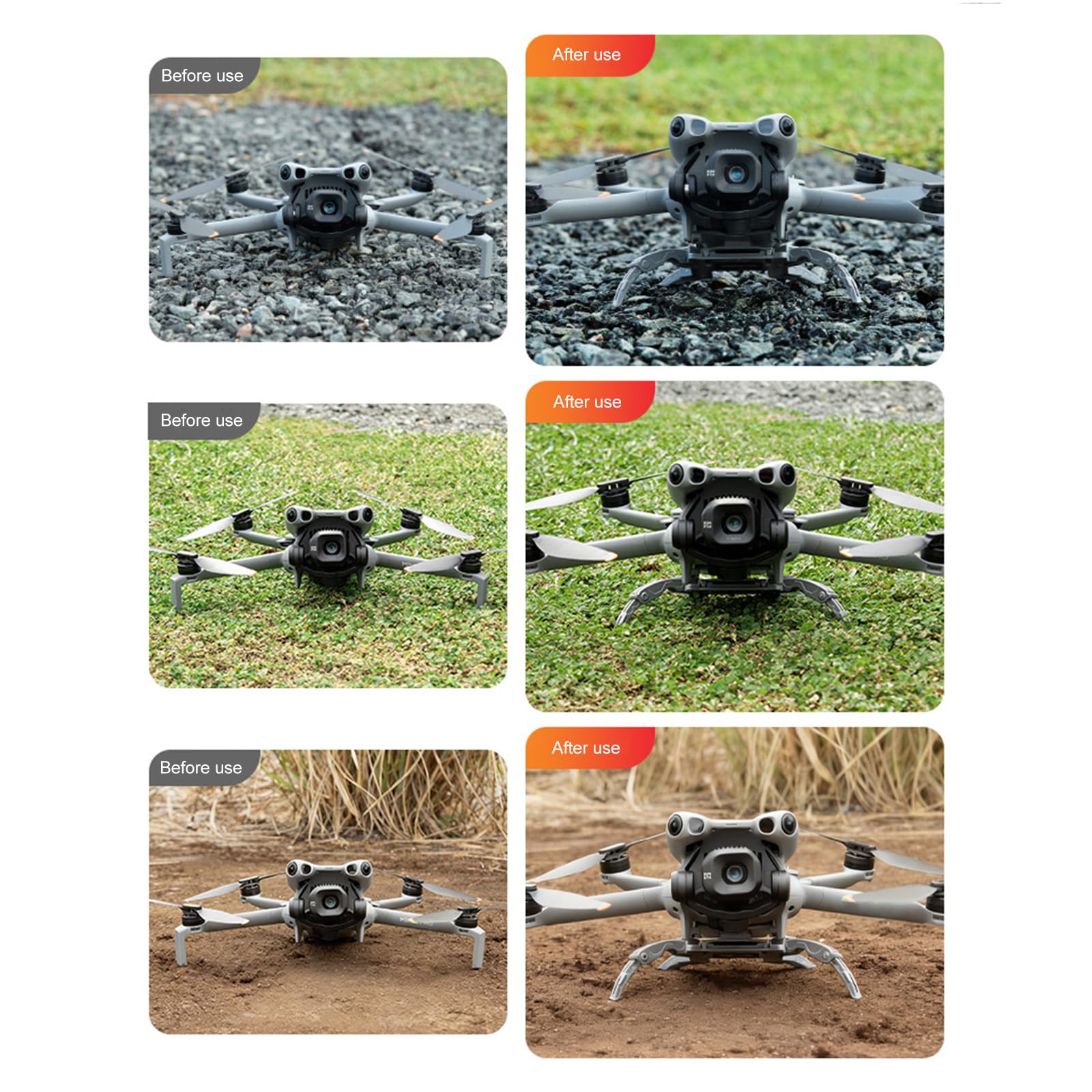 Generic 5 szt. Podwyższony stojak do lądowania DI Mini 5 Pro, odporny na zarysowania i wstrząsy, zdejmowane wiosło mocujące, uchwyt na nogę pająka, ochrona korpusu i kamery drona