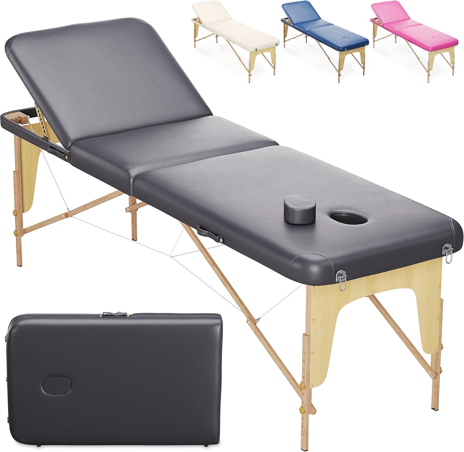 Beltom® Basic 3 Zone Portable Wooden Massage Table Weighs Only 12.8 kg Foldable + Reiki Panel + Rounded Corners and Reinforced – Physiotherapy Beautician Tattoo Tattoos – Black Beltom® Basic 3 Zone Portable Wooden Massage Table Weighs Only 12.8 kg Foldable + Reiki Panel + Rounded Corners and Reinforced – Physiotherapy Beautician Tattoo Tattoos – Black