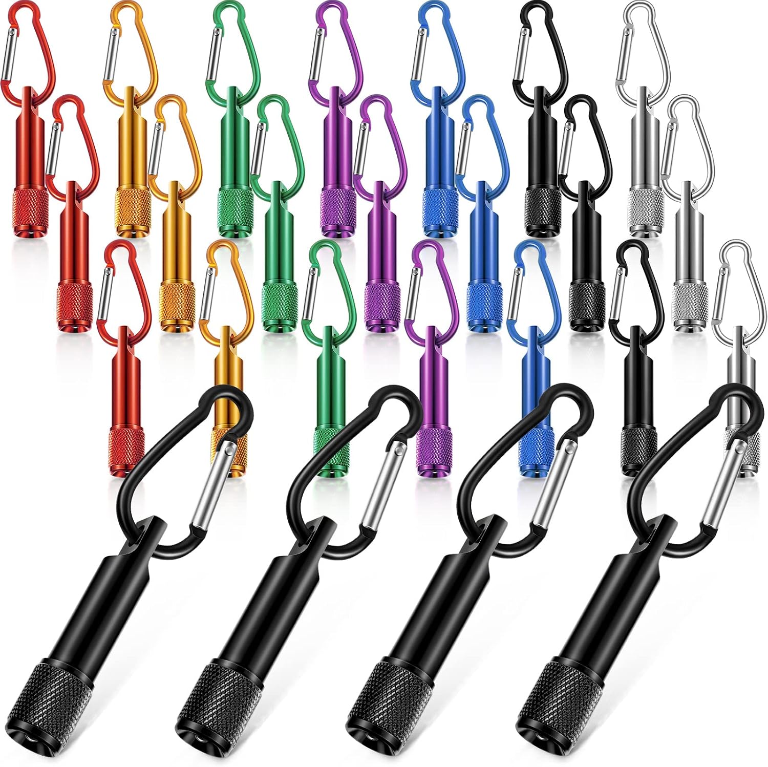 CHENGU 25 Pack Mini Keychain Flashlights Bulk with Carabiner Pocket LED Handheld Flashlight for Summer Outdoor(Multi Color)