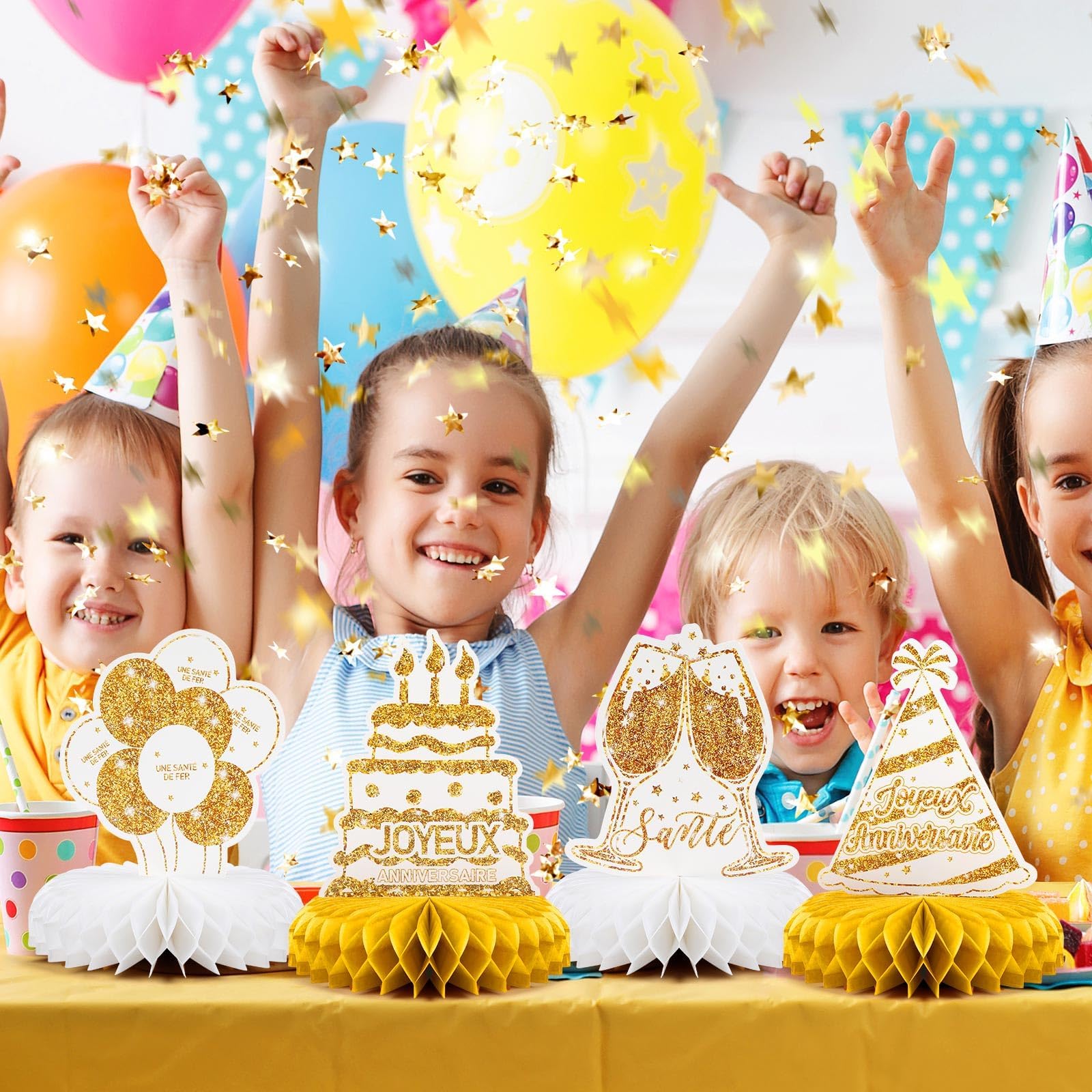 Decoration Anniversaire 18 Ans 10Pcs Du00e9coration De Table D'Anniversaire Avec 20 Base En Nid D'Abeille, Accessoires D Deco Table Anniversaire