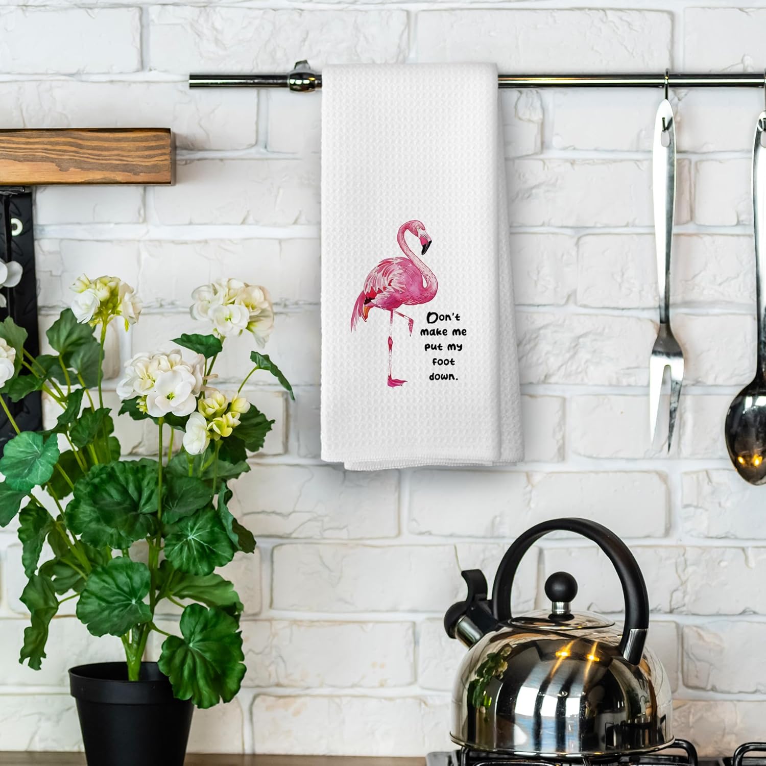Funny Flamingo Kitchen Towels - Humorous Flamingo Lover Dish Towels Gifts for Women Men, Sarcastic Decorative Absorbent Dishcloths Hand Towels for Bathroom Kitchen Decor 16x24 Inches - Image 4