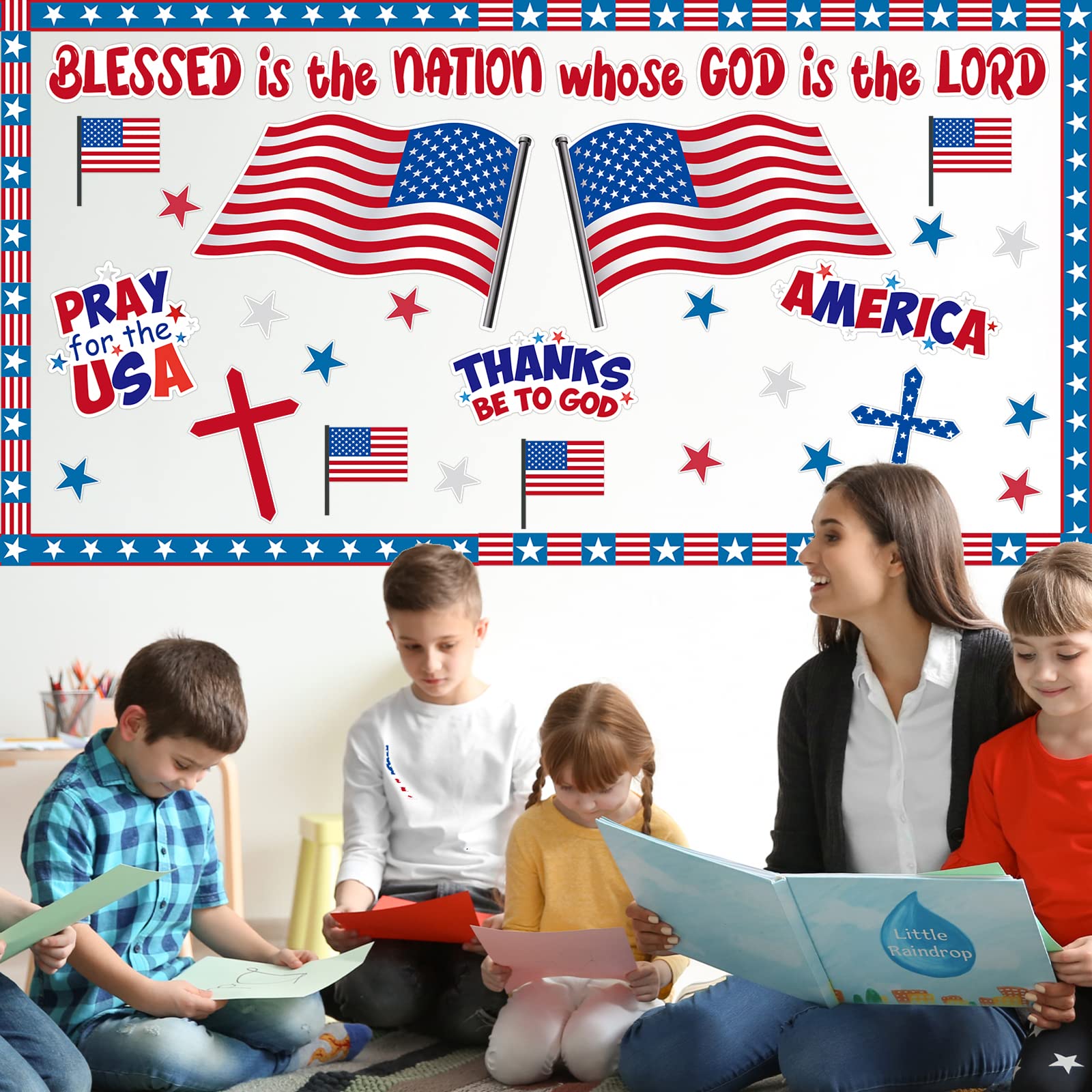Snapklik.com : 105 Pieces Patriotic Bulletin Board Decorations Christian  July 4th Bulletin Board Decorations Set Independence Day Religious Bulletin  Board Decorations For Wall Classroom School Church Decor, image size:1600x1600