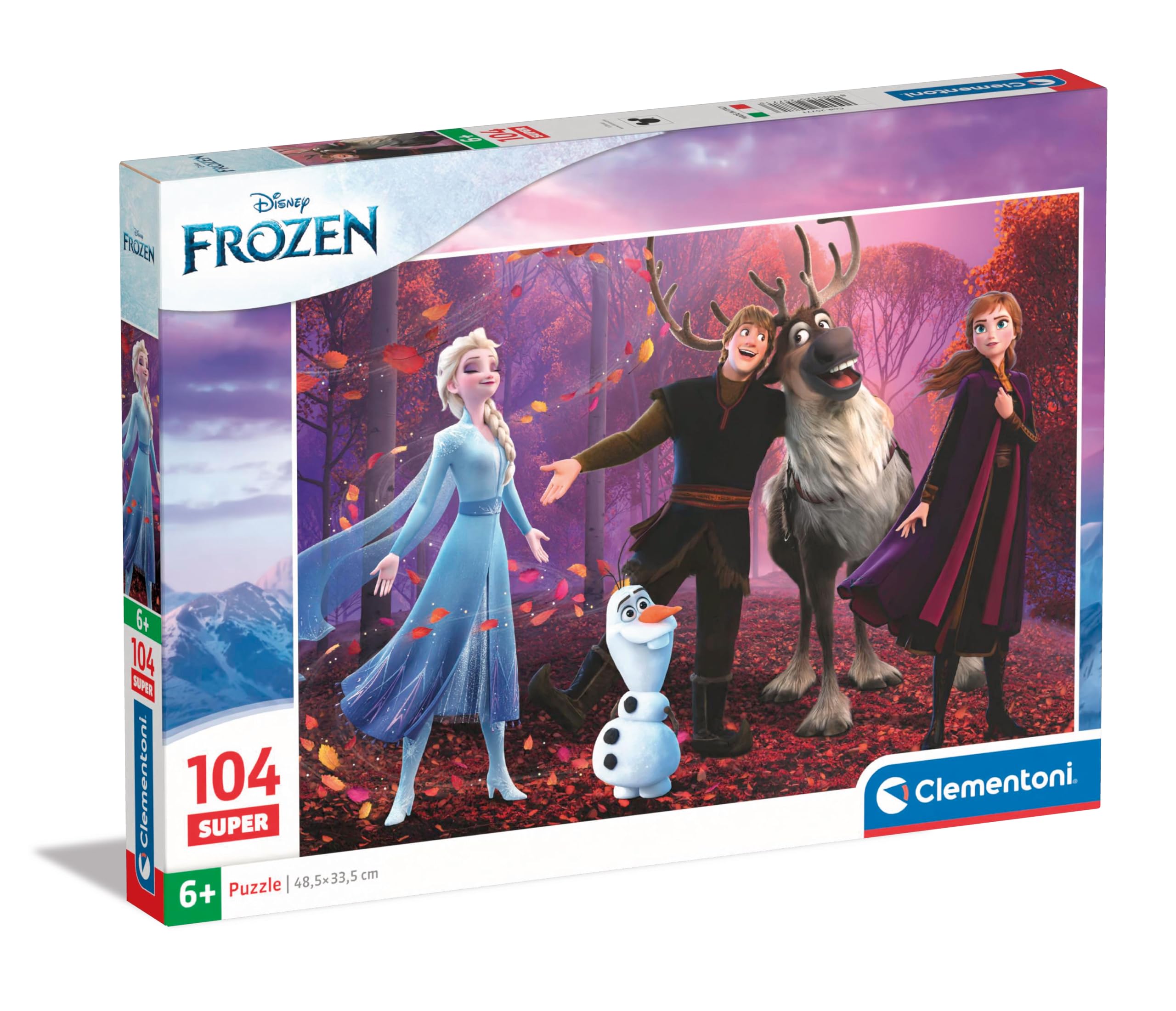 Clementoni Jigsaw Puzzle Disney Frozen 104 Pieces - Supercolor Puzzle For Children 6-8 Years, Cartoon, Disney, Gift For Boy/Girls, Puzzle For Kids, Made In Italy, 25771