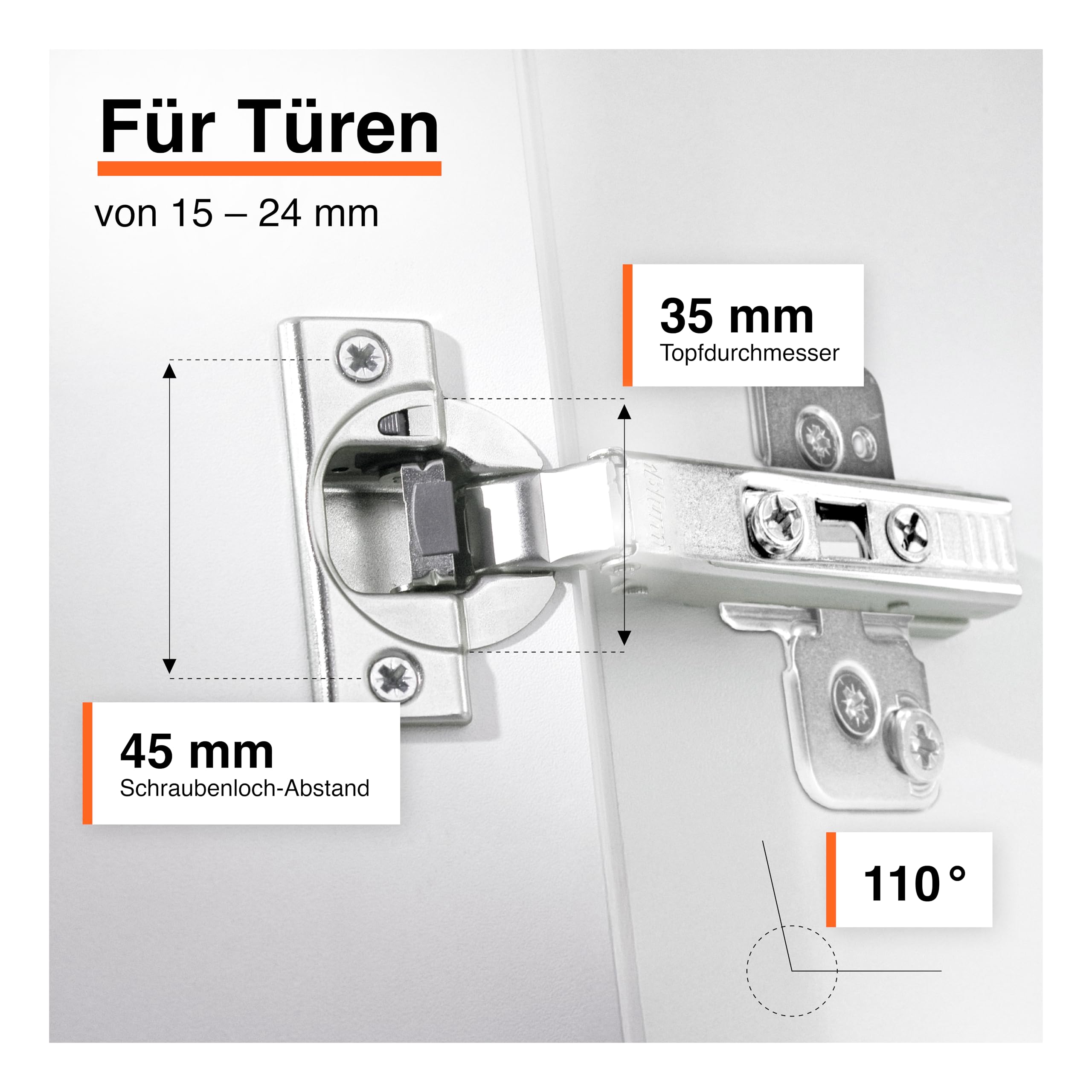 blum 10x bisagra para muebles CLIP top BLUMOTION 110° I bisagra de cazoleta Soft-close 35 mm I base en cruz CLIP montable por separado, distancia 0 mm | ajuste 3D del frente | Niquelado | angular