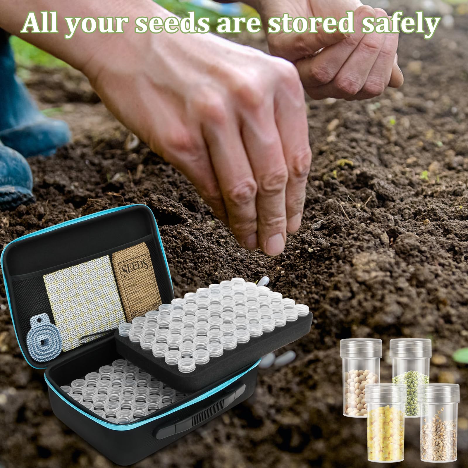 Lot de 60 boîtes de rangement pour semences, avec étiquettes autocollantes, pincettes, en plastique, boîte de rangement transparente, pour le stockage des semences de légumes, de fruits et de fleurs