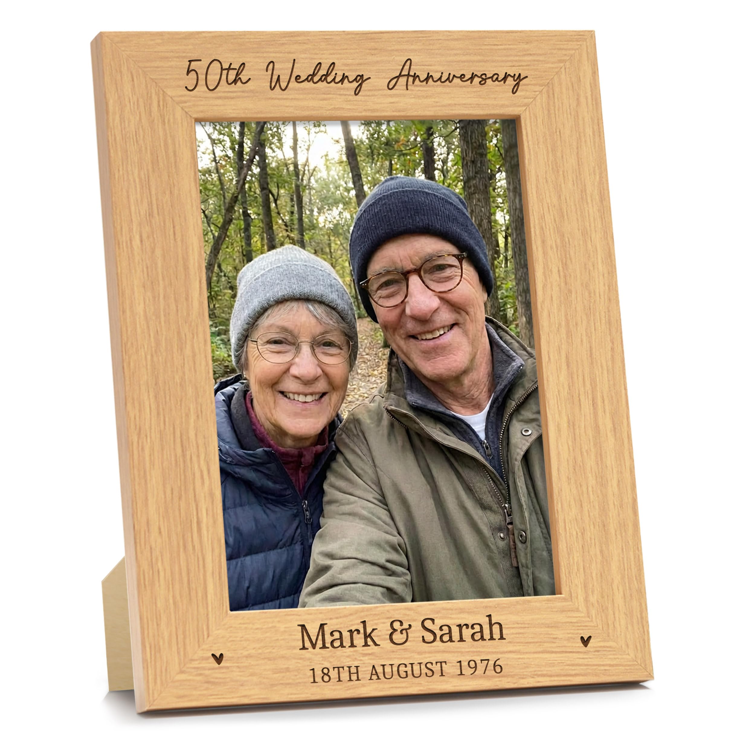 Beecreative 50th Anniversary Wedding Gifts, Personalised Photo Frame