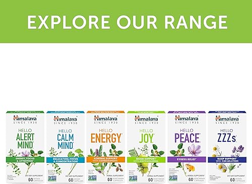 Miniatura 9 de Himalaya Hello Joy con Ashwagandha para mejorar el estado de ánimo y los espíritus y Hello ZZZs con melatonina para apoyar el sueño, 60 cápsulas