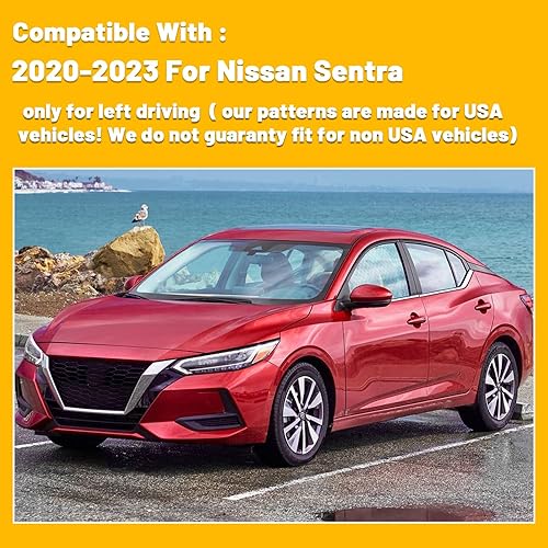 Miniatura 6 de Tapete antideslizante para tablero de instrumentos compatible con Nissan Sentra 2020, 2021, 2022 y 2023, protector solar (borde negro)