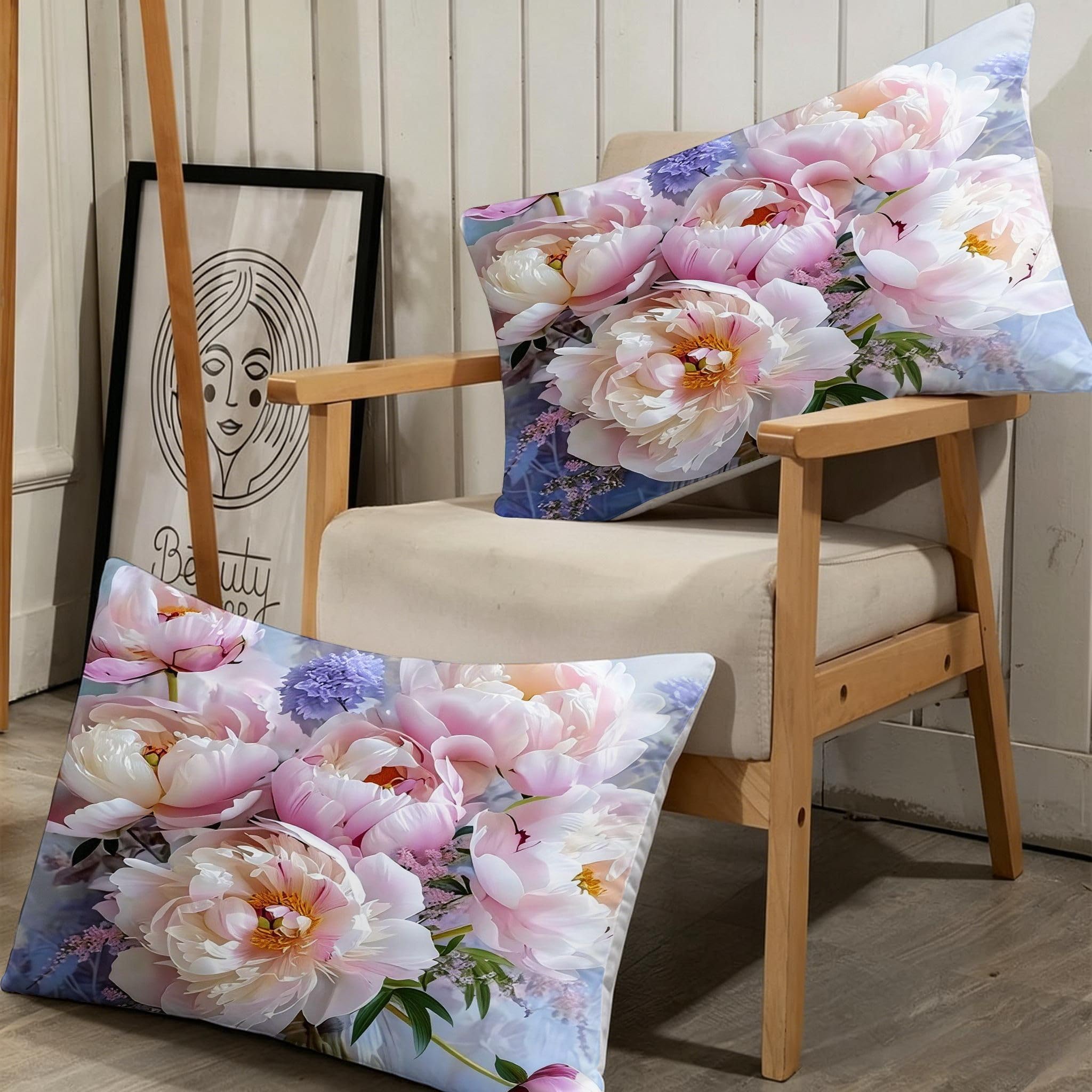 Copripiumino Matrimoniale Peonia Bianca 260x240, ZW684 | Traspiranti Durevoli Microfibra, per Tutta la Famiglia, Matrimoniale, per Tutte le Stagioni, con 2 Federe 50x80 cm