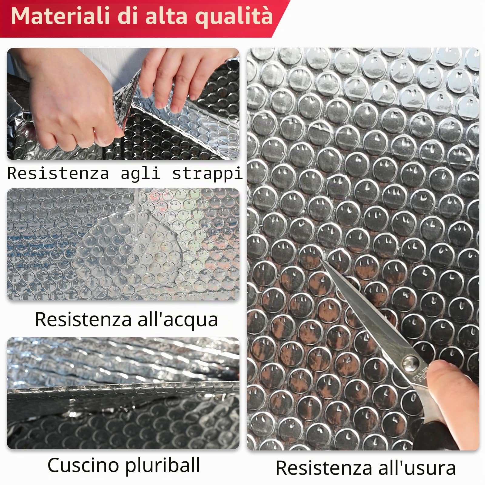 Isolante Termico a Bolle Riflettente 3mm Doppio Foglio Alluminio 60,9cm x 1,5m