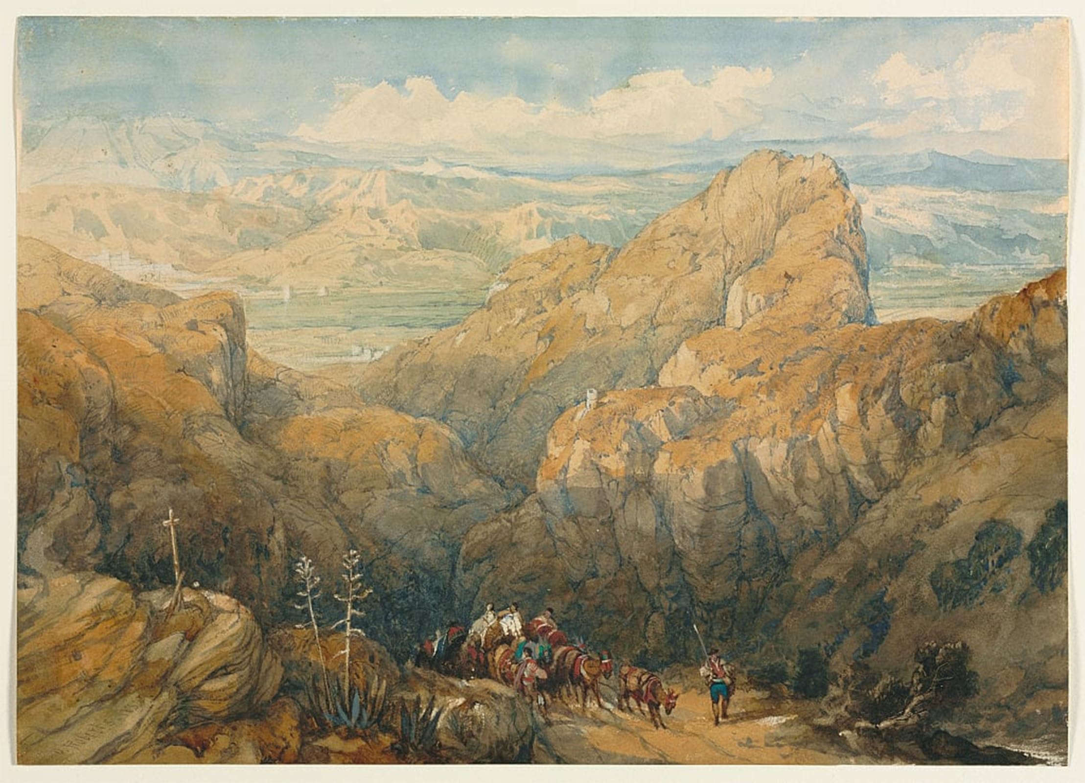 SERENDIPITP Retro Picture Poster Wall Art Pictures Painting Descent Into the Plain of Granada by David Roberts Wall Art Canvas Print for Wall Decor 60x90cm