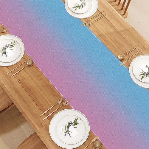 Miniatura 4 de Camino de mesa de lino azul y rosa para revelación de género, primavera, verano, otoño, invierno, baby shower, revelación de género, hogar, cocina,