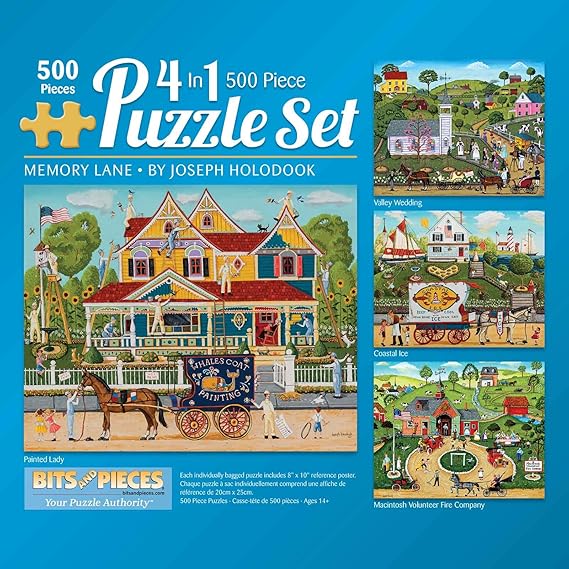 Bits and Pieces 4in1 MultiPack 500 Piece Jigsaw Puzzles for Adults