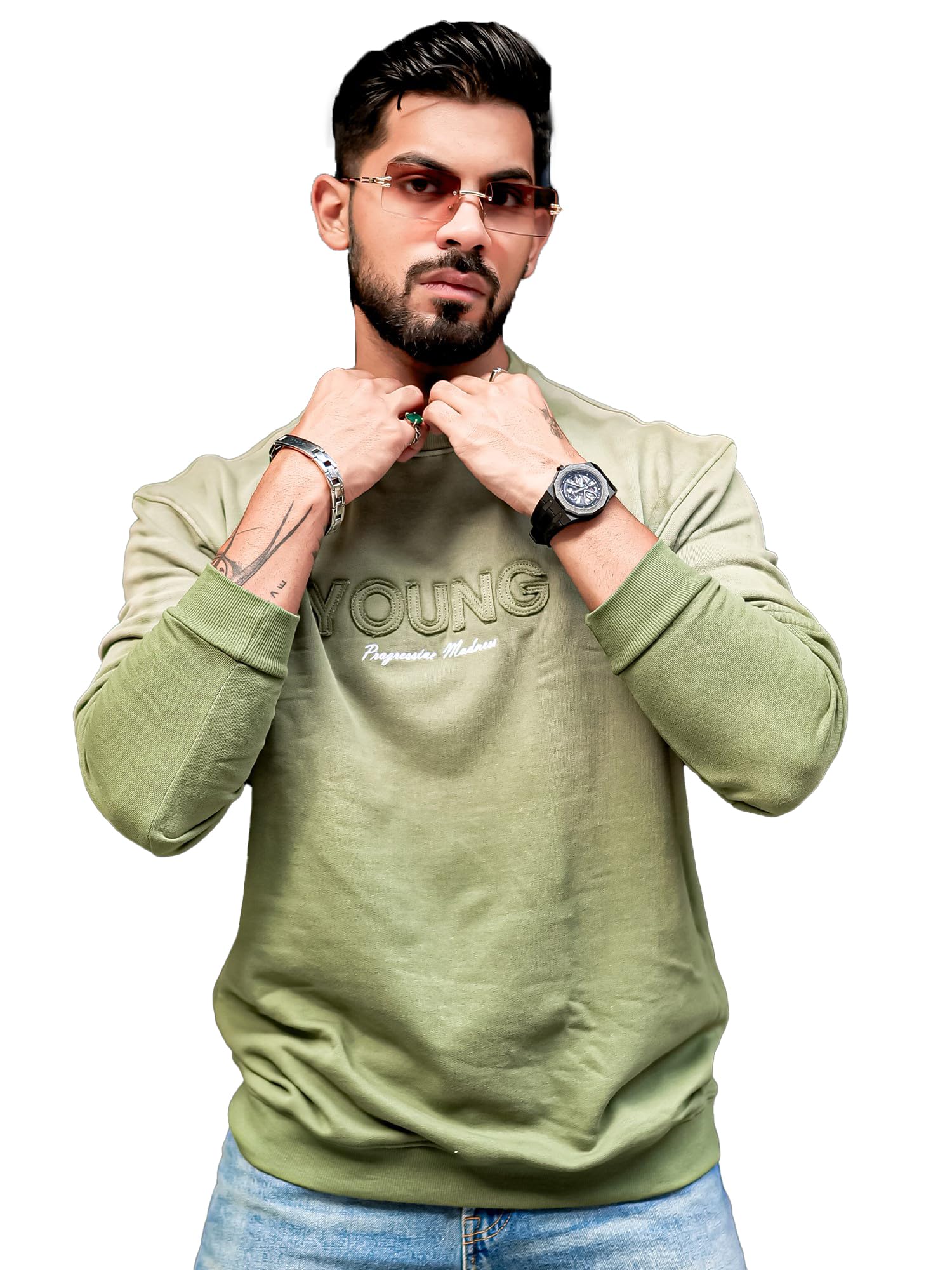 Maniac || Mens || Printed Acid Wash || Round Neck || Full Sleeve || Oversized Sweatshirt-picture-27