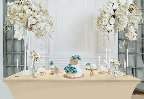 Miniatura 9 de Utopia Kitchen Paquete de 2 manteles de elastano 6 pies, champán ajustados, ajustados, lavables y resistentes a las arrugas, elásticos, para