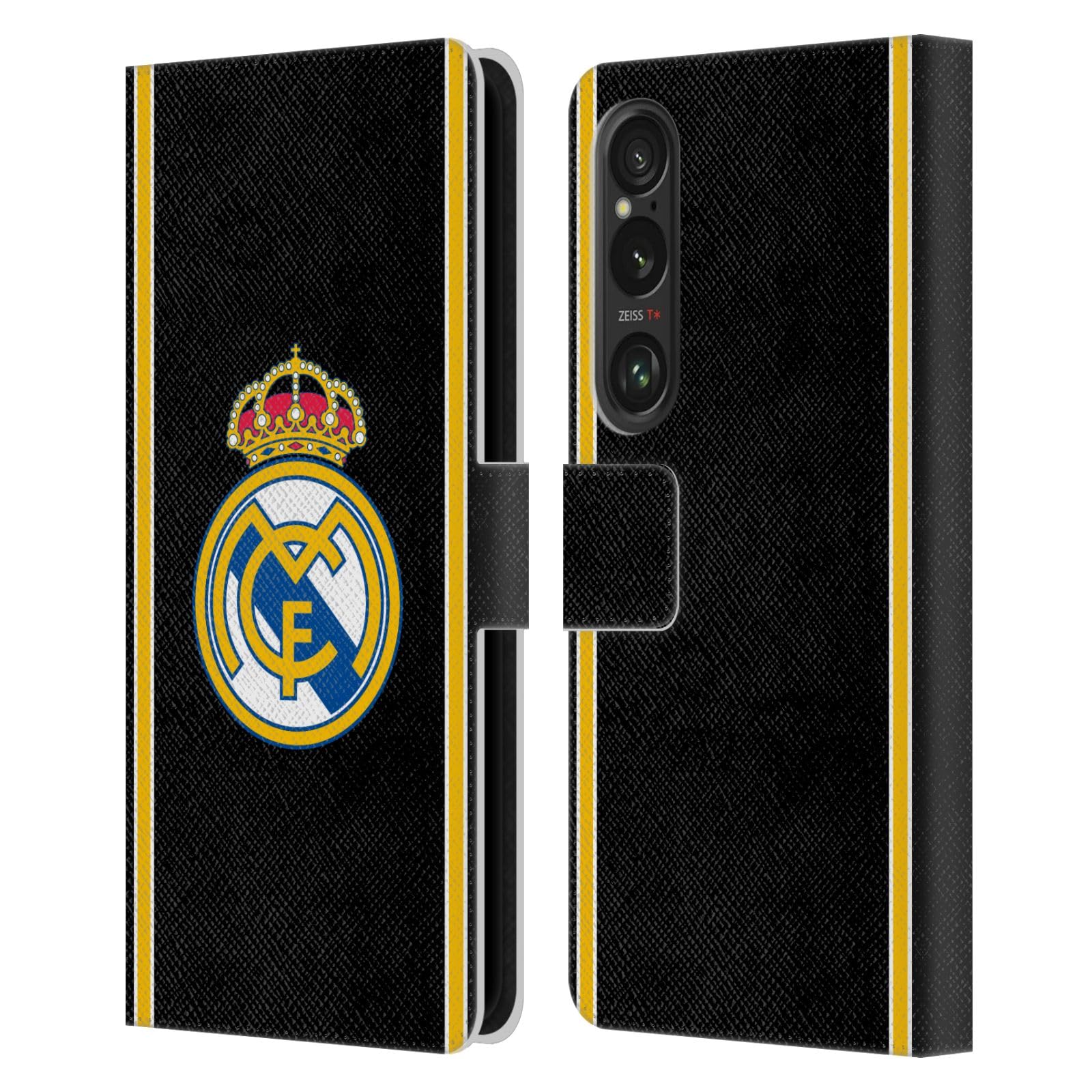 Officially Licensed Real Madrid CF Bring Back 99/00 Black Retro Leather Wallet Case Compatible with Sony Xperia 1 VI 5G