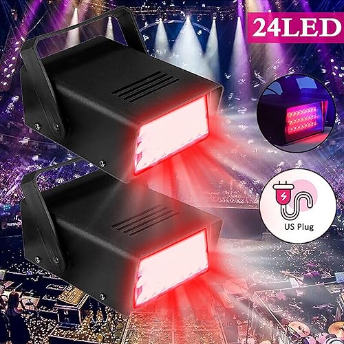 Vista 16 de ENUOLI - Mini luz estroboscópica LED de color blanco con 24 LED superbrillantes de control de velocidad variable para clubes, Navidad, efectos