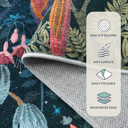 Miniatura 4 de Lahome Alfombra verde selva de medianoche, lavable de 8 x 10 pies, para dormitorio, sala de estar, alfombra de bosque suave para niños, para sala de