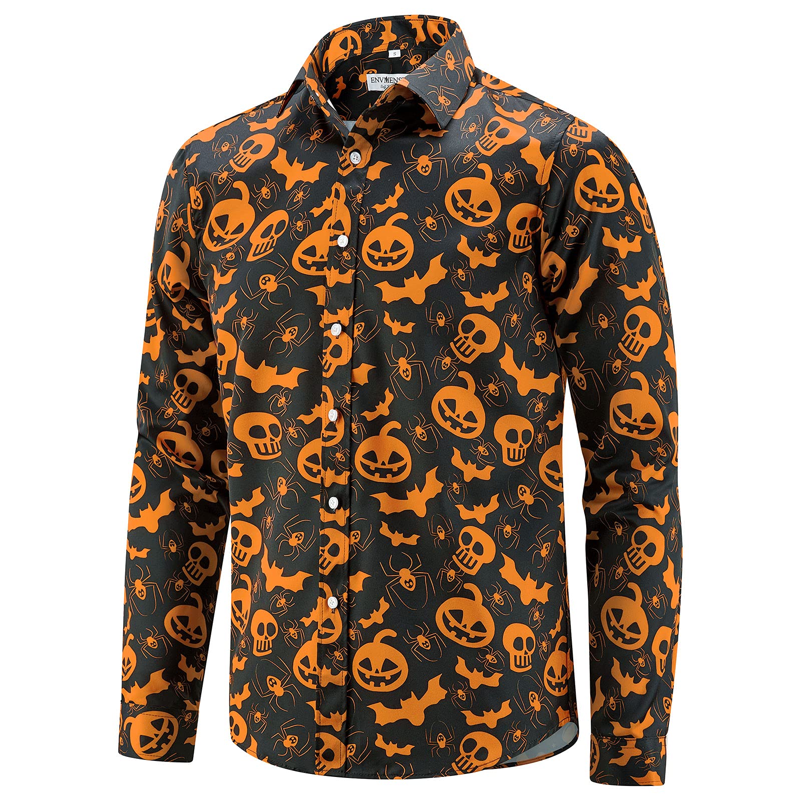 ENVMENST Christmas Button Up Shirt for Men Fun Printed Casual Short Sleeve Hawaiian Santa Shirt