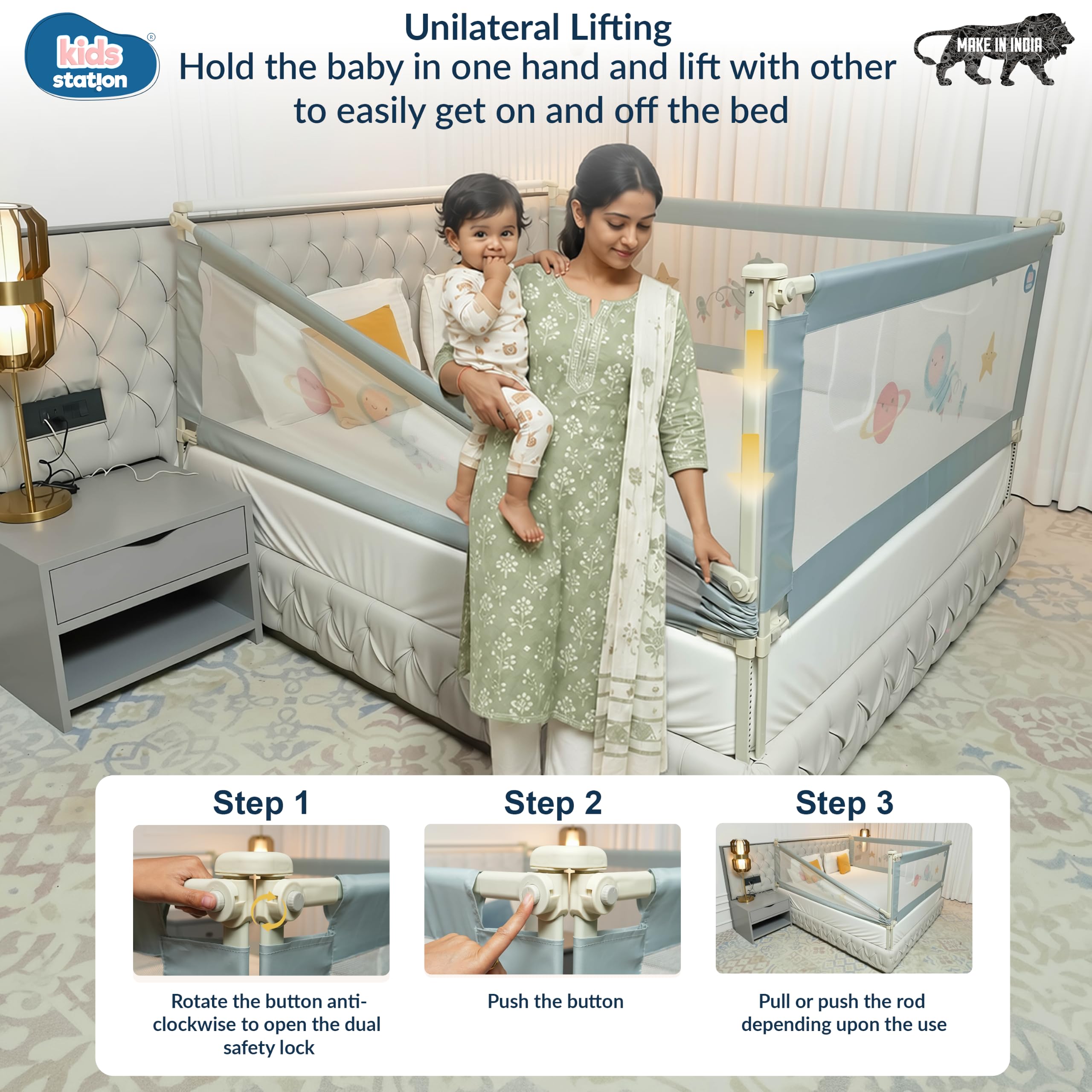Kids Bed Rail Guard - Baby Safety Side Wall -6
