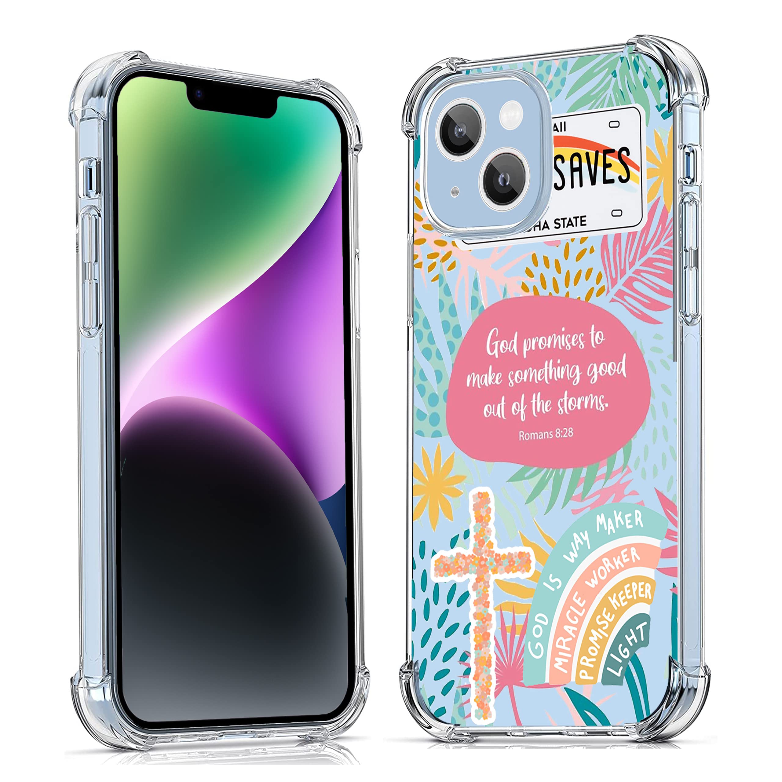 Vesidurt Jesus God for iPhone 14 Clear Case,Christian Positivity Quotes Collage,Trendy Soft TPU Protective Case Compatible with iPhone 14