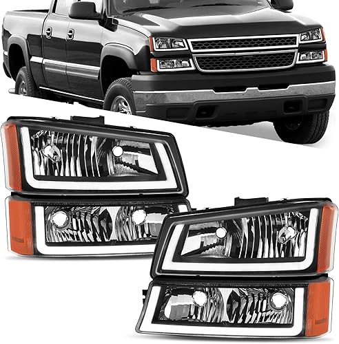 Miniatura 7 de Conjunto de faros delanteros LED DRL para Chevy SilveradoAvalanche 1500 1500HD 2500 2500 2500HD 350007 Classic, 03 04 05 06, no apto para cuerpo de