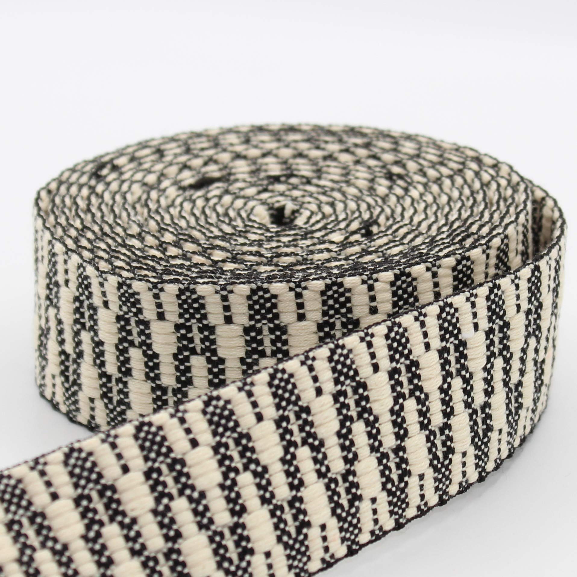 LEDUC Ethnic Zig Zag 38 mm Khaki/Ecru 326f 5 Metres