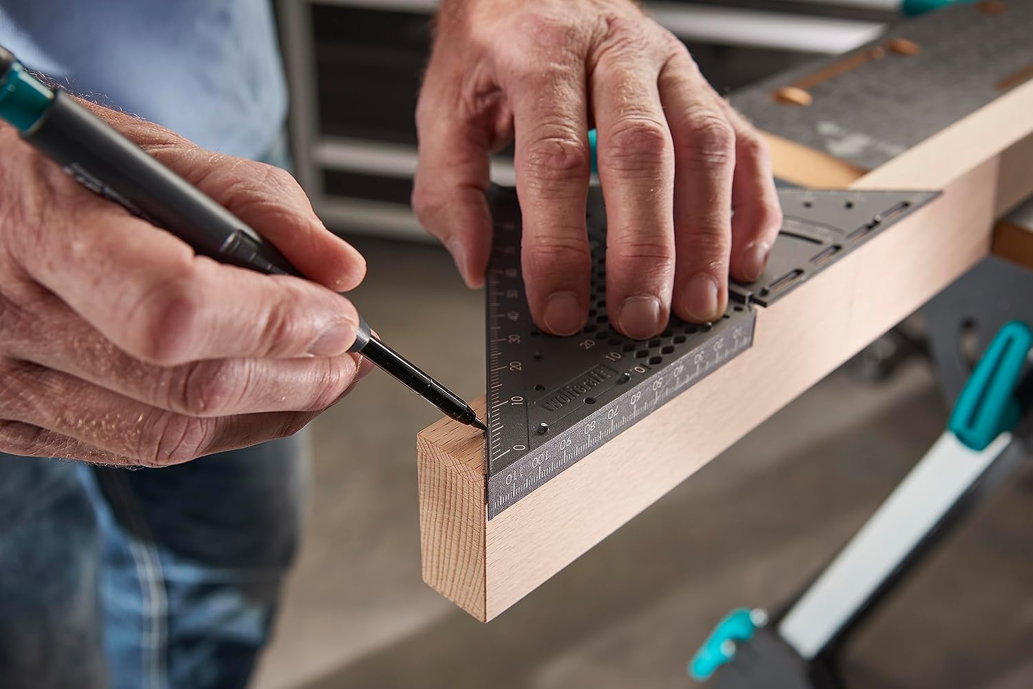 wolfcraft Vario 3D Measuring and Marking Angle I 5209000 I Foldable Project Aid for Measuring on Surfaces and Three-Dimensional Workpieces