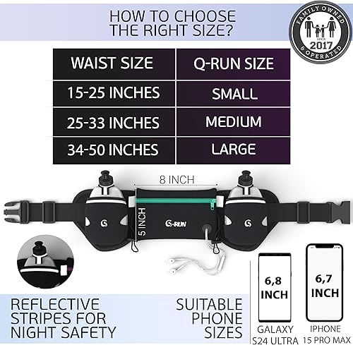 Miniatura 3 de Cinturón de hidratación para correr con botellas de 2 x 10 onzas, cinturones de agua para mujeres y hombres, cinturón de iPhone para cualquier
