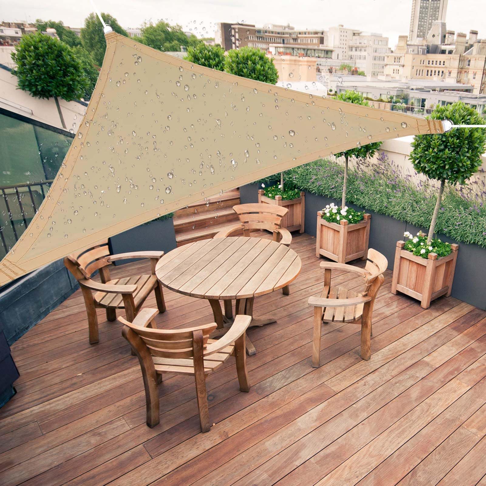 Sonnensegel, 4,5 x 4,5 x 4,5 m, UV-Block, dreieckig, Sonnenschutz für Terrasse, strapazierfähig, 185 g/m², Outdoor-Sonnenschutz, reißfest,