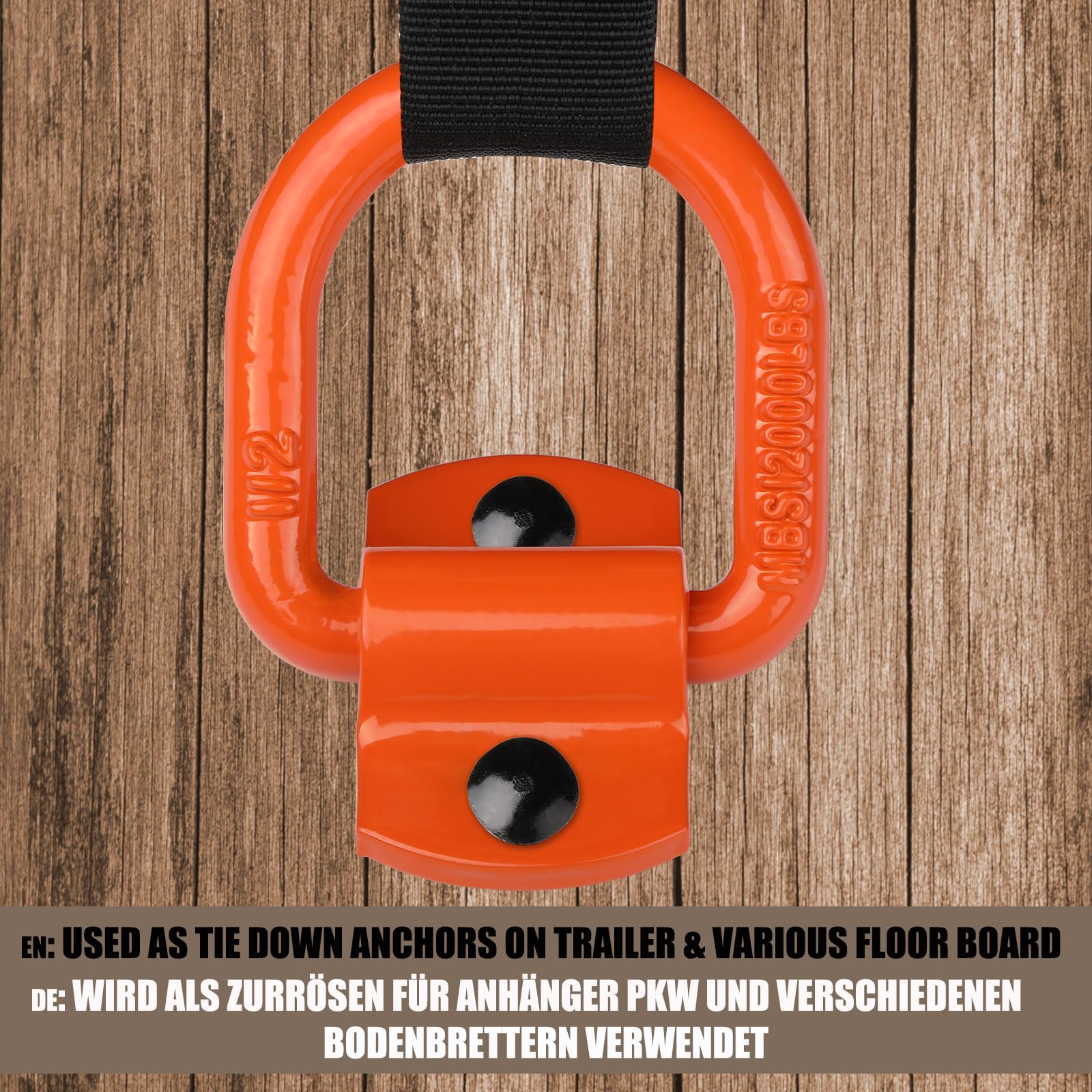 VEXPLO® Zurrösen pour charges lourdes pour remorques, camions, pick-ups, point d'ancrage vissable 5400 kg, 4 crochets de type D avec vis, idéal pour les charges lourdes et les terrains difficiles