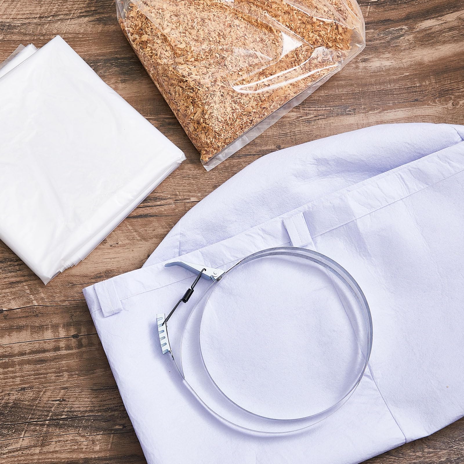 MotiMind 8 bolsas de repuesto para colector de polvo y abrazaderas de banda, aptas para colector de polvo con diámetros de 18-7/8 pulgadas a 19-27/64 pulgadas