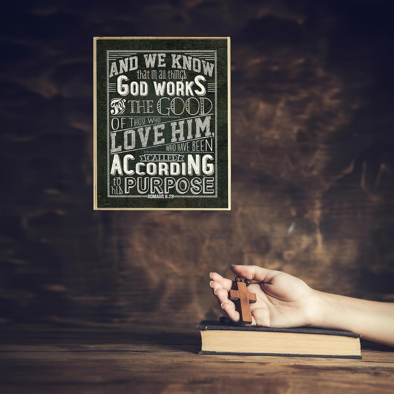 God Works All Things Romans 828 Bible Verse Inspirational Wall Art