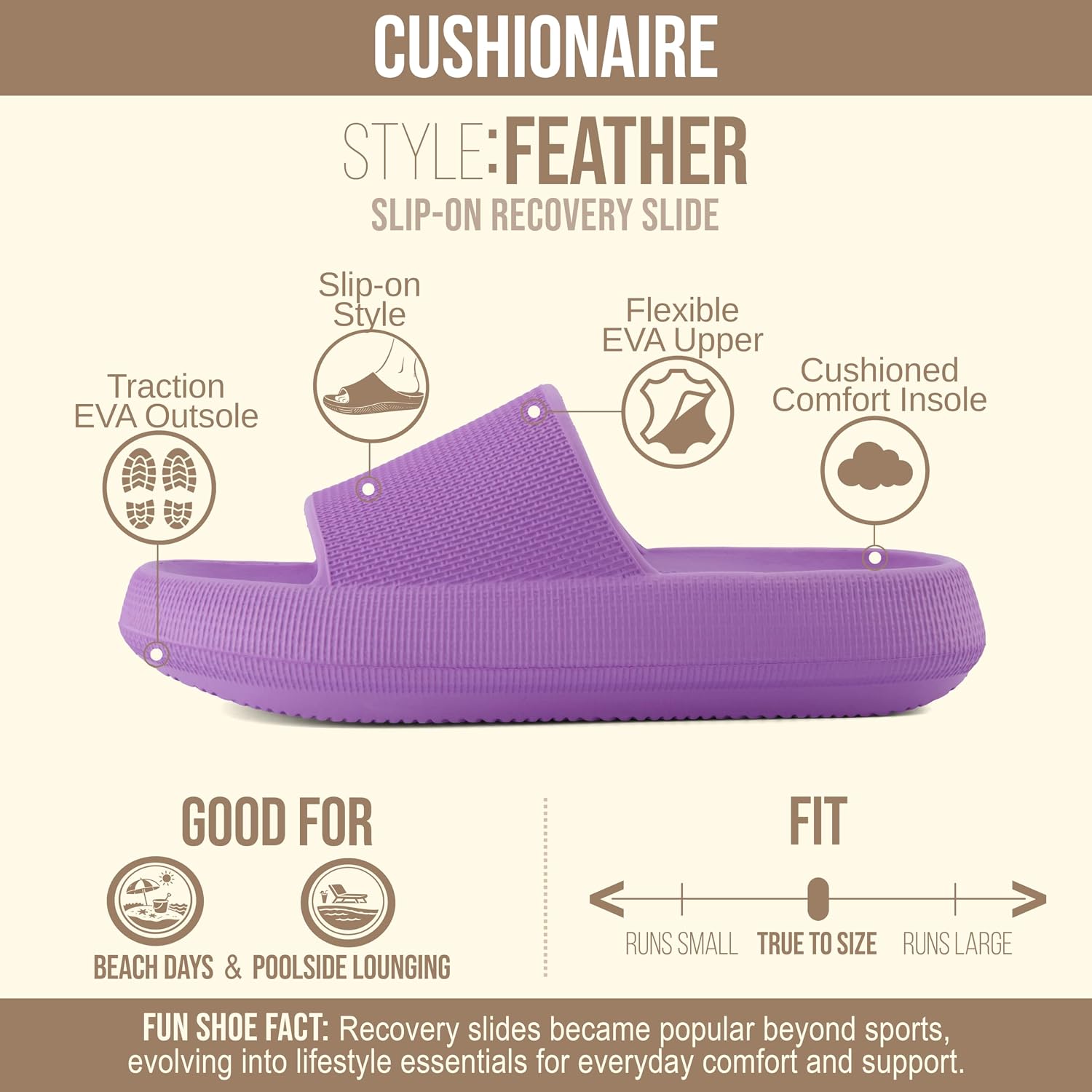 CUSHIONAIRE Feather EVA Slides for Women – Comfortable Slip On Womens Slippers, Indoor Outdoor Shower Shoes, Beach Essential Cloud Slides thumbnail