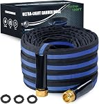 Ultra Léger 100FT Couche de jardin - Tuyau flexible sans évier, conception non-expansive avec raccords en laiton en aluminium, prothèse de pince pour utilisation sur la cour/la pelouse/extérieur(Noir-bleu, 100 FT)