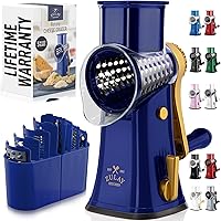 Vista 1 de Zulay Kitchen Rallador Rotativo de Queso de 5 Cuchillas Rallador de Queso - Rallador de Queso Manual de Manivela con Succión Reforzada y 5 Tambores