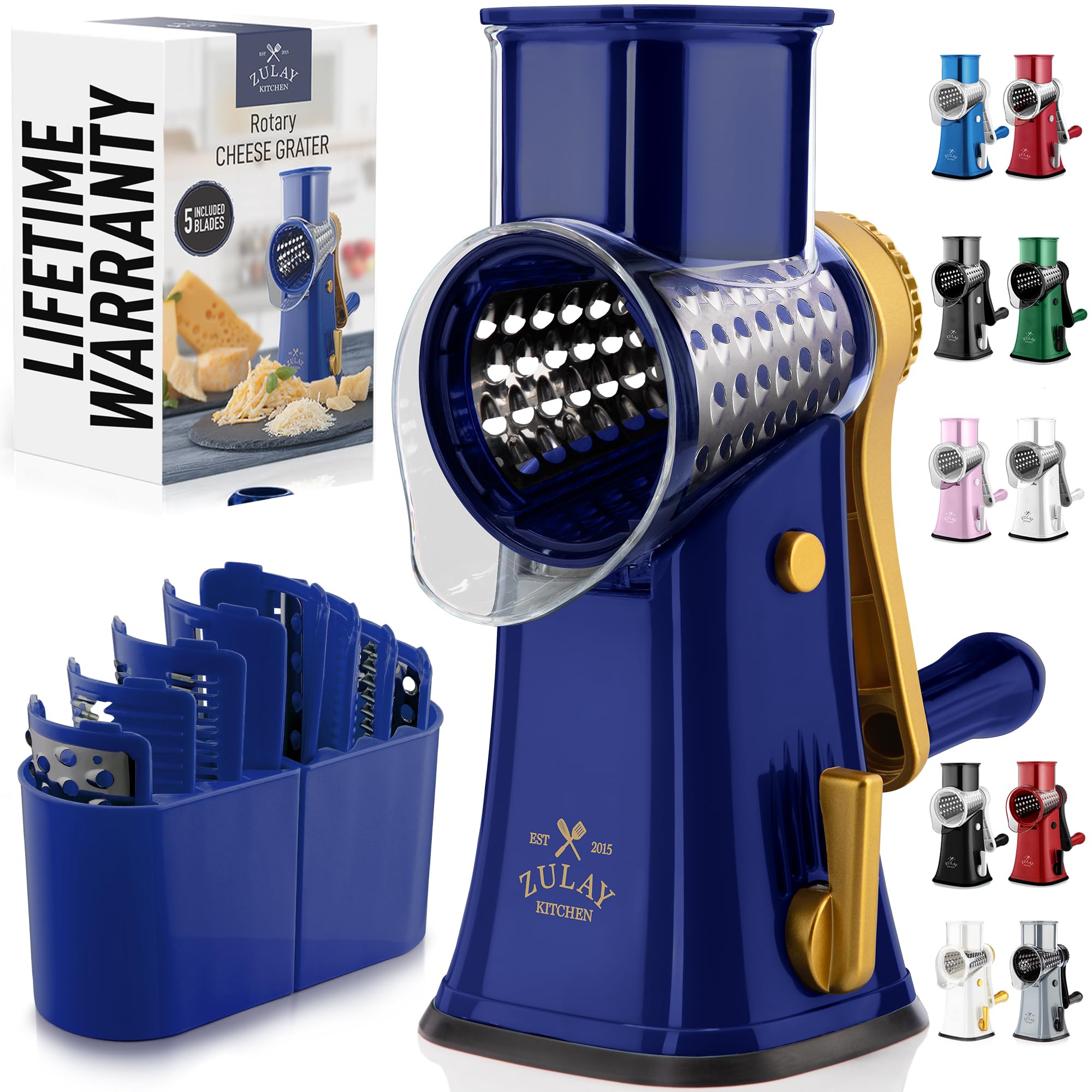 Zulay Kitchen 5 Blade Rotary Cheese Grater - Râpe à fromage rotative