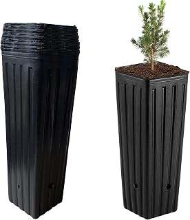 Plant Nursery Bags 50pcs, Plastic Nursery Pots Tall Seedling Flower Plant Bags with Drainage Holes for Plant Growing(Black)