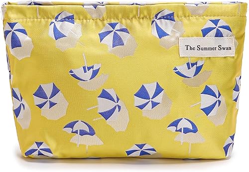 The Summer Swan Kit de higiene y cuidado de la piel de gran tamaño con diseño floral para llevar en el día, estuche de maquillaje bonito para llevar