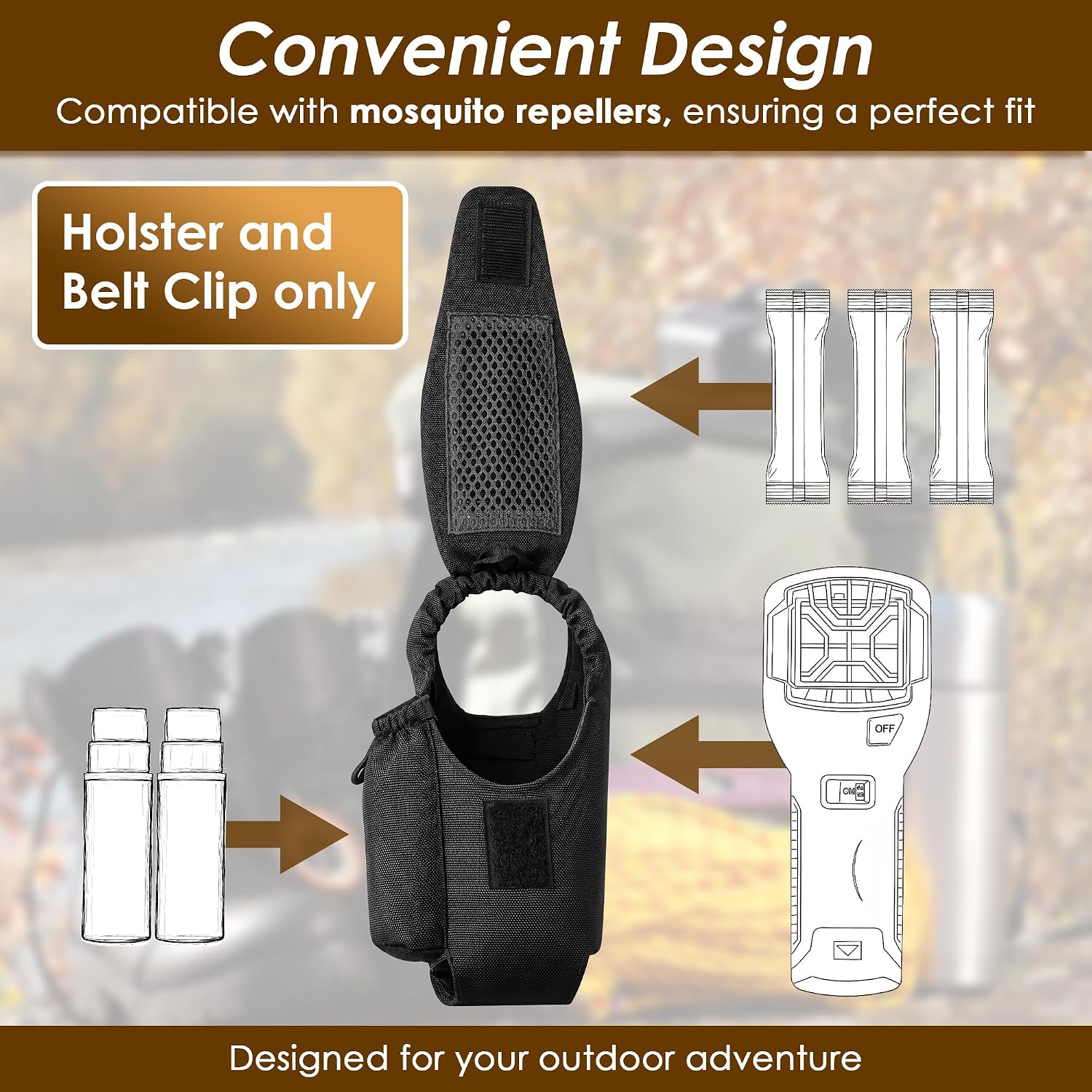 Portable Holster with Detachable Belt Clip for Repeller,1 Pack,Black image 3
