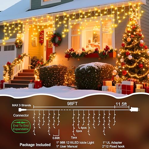 Miniatura 33 de Tira de luces de 98 pies para exteriores, 900 luces LED de Navidad para exteriores, tira de luces de Navidad con 8 modos y temporizador para Varios