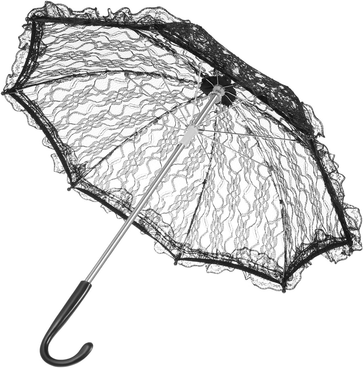 VICASKY Vintage Lace Umbrella, Black Bridal Parasol for Wedding Decoration, Stage Performance Props, Photography Accessories,