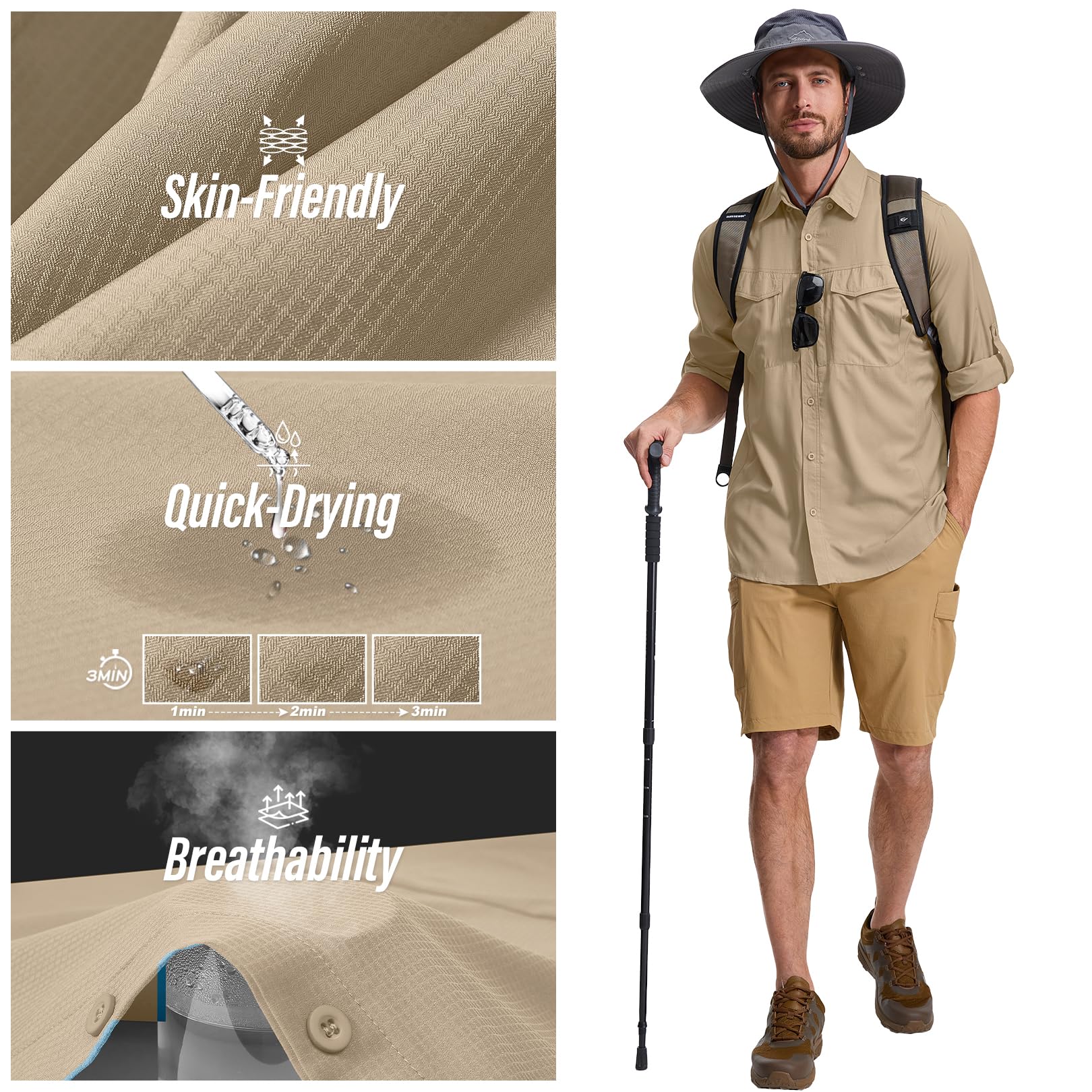 mixtiq Camisas de pesca de manga larga para hombre con protección solar UPF