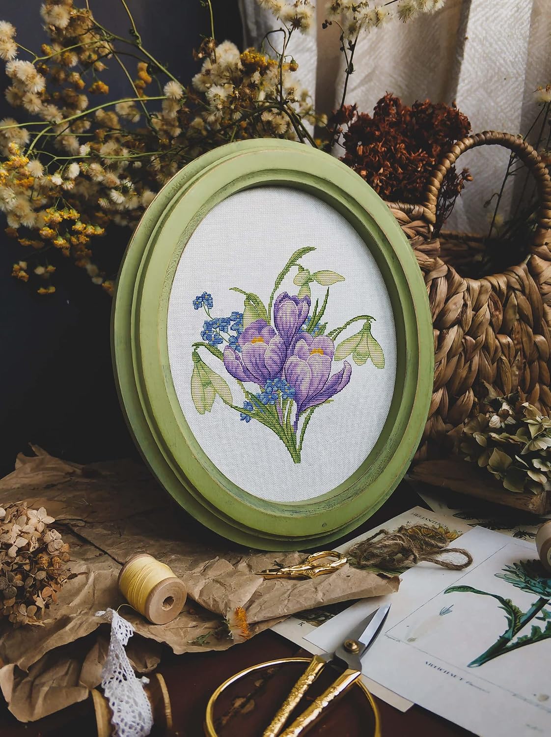 Luca-S Counted Cross Stitch kit Spring Flowers, 17x19cm, DIY